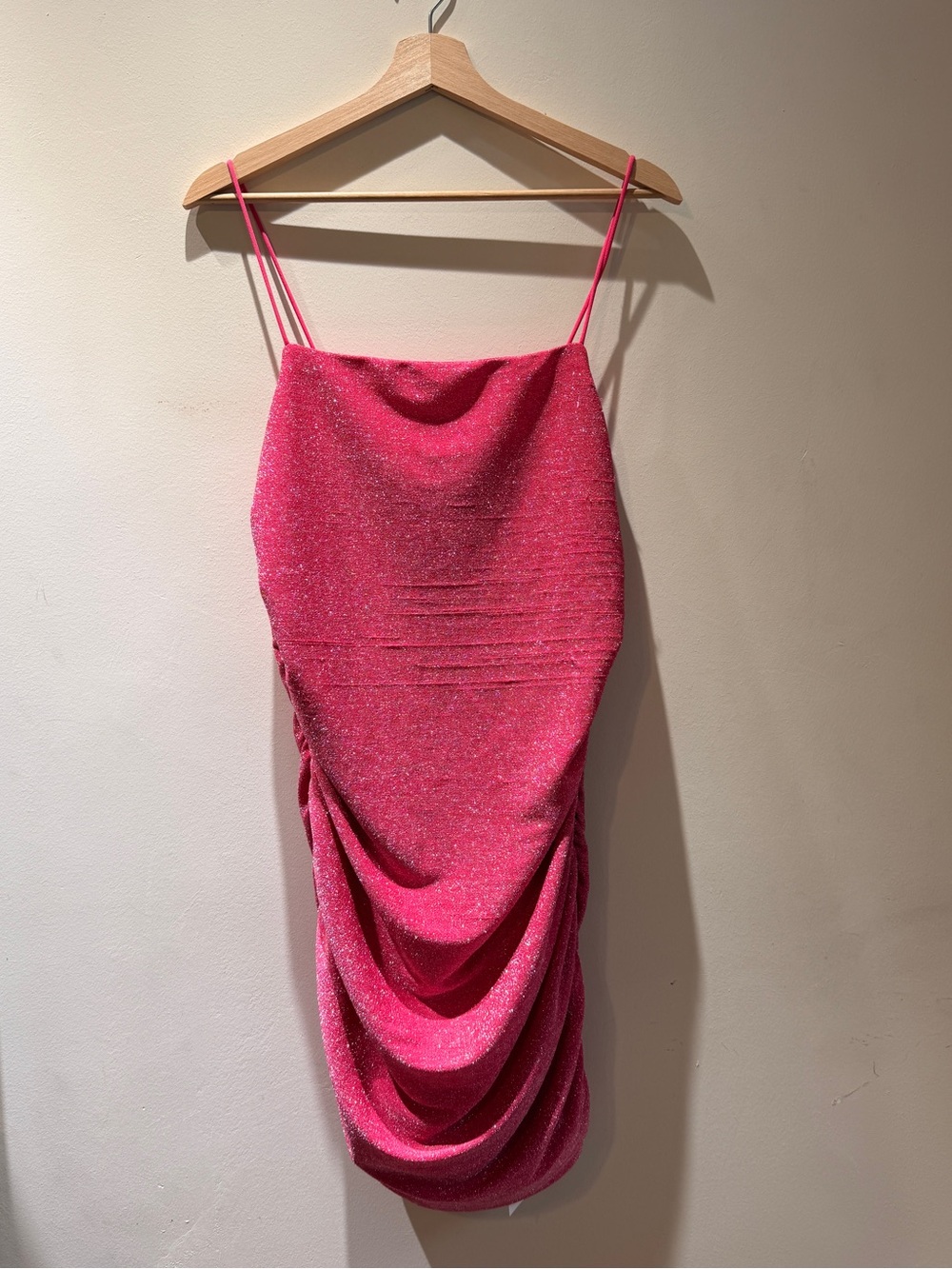 Sparkle Ruched Mini Dress - Pink - Picture 3 of 5